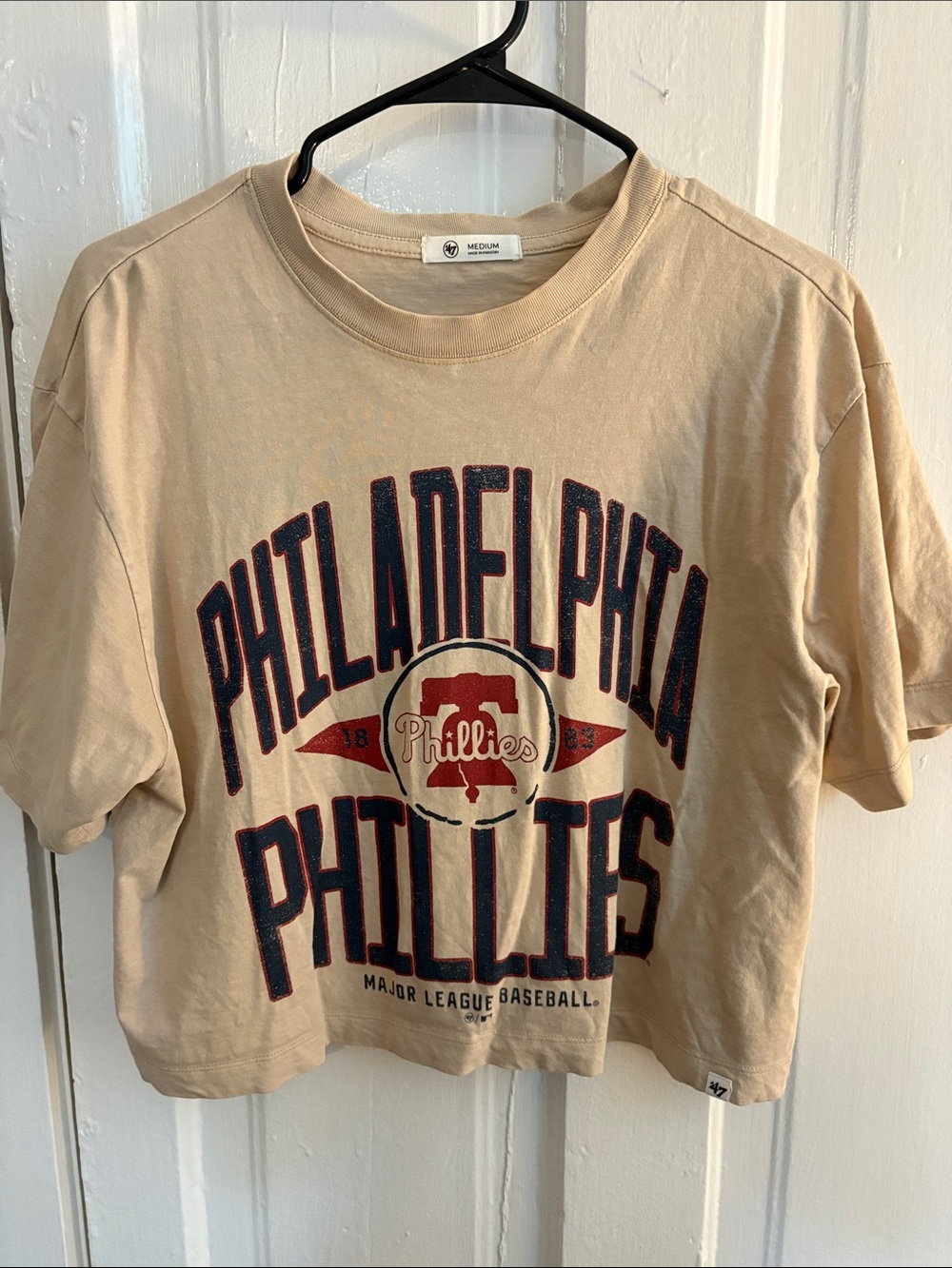 47 Brand Tan Philadelphia Phillies Graphic Tee with Red & Navy Accents